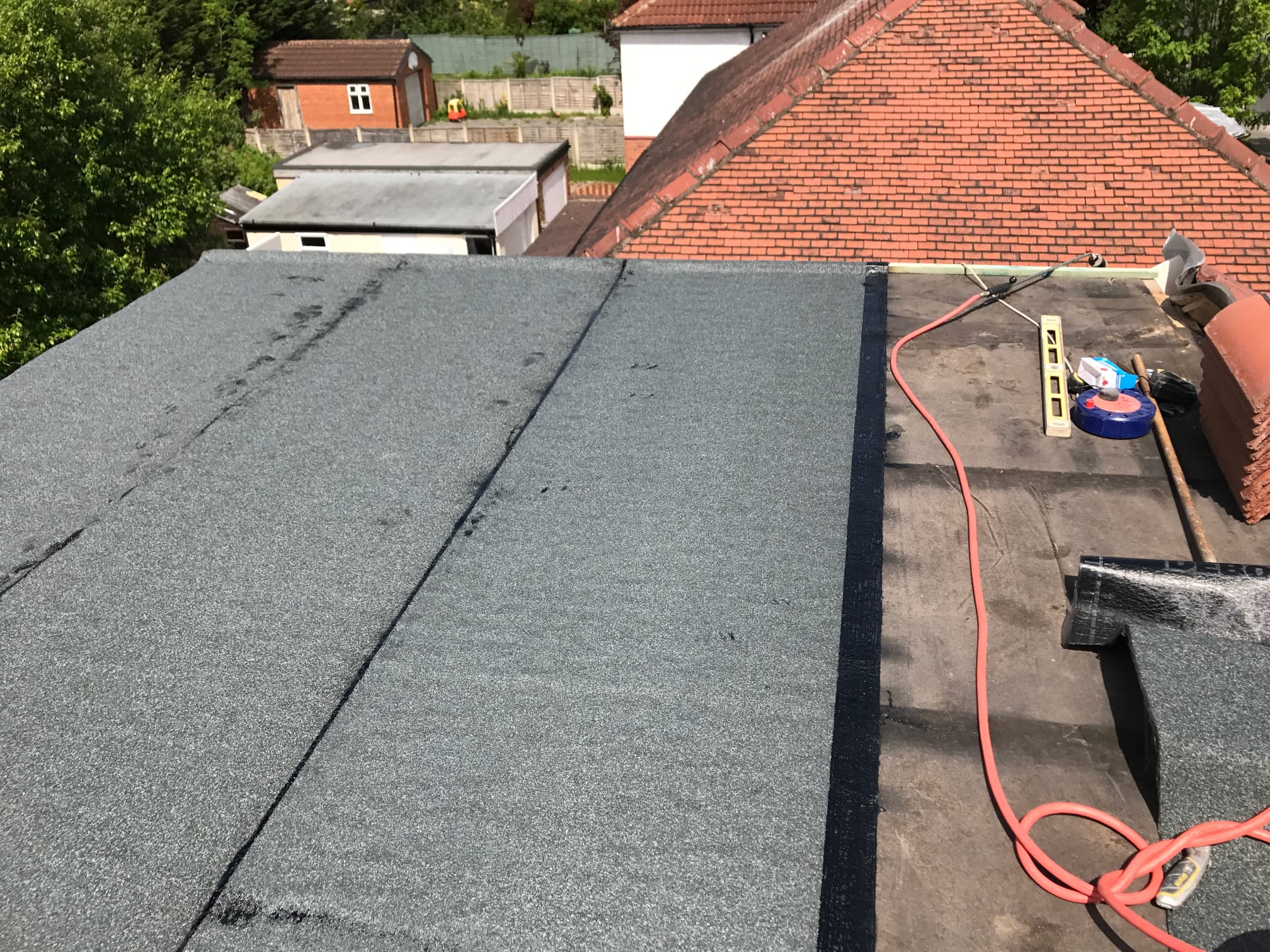 New torch-on felt flat roof